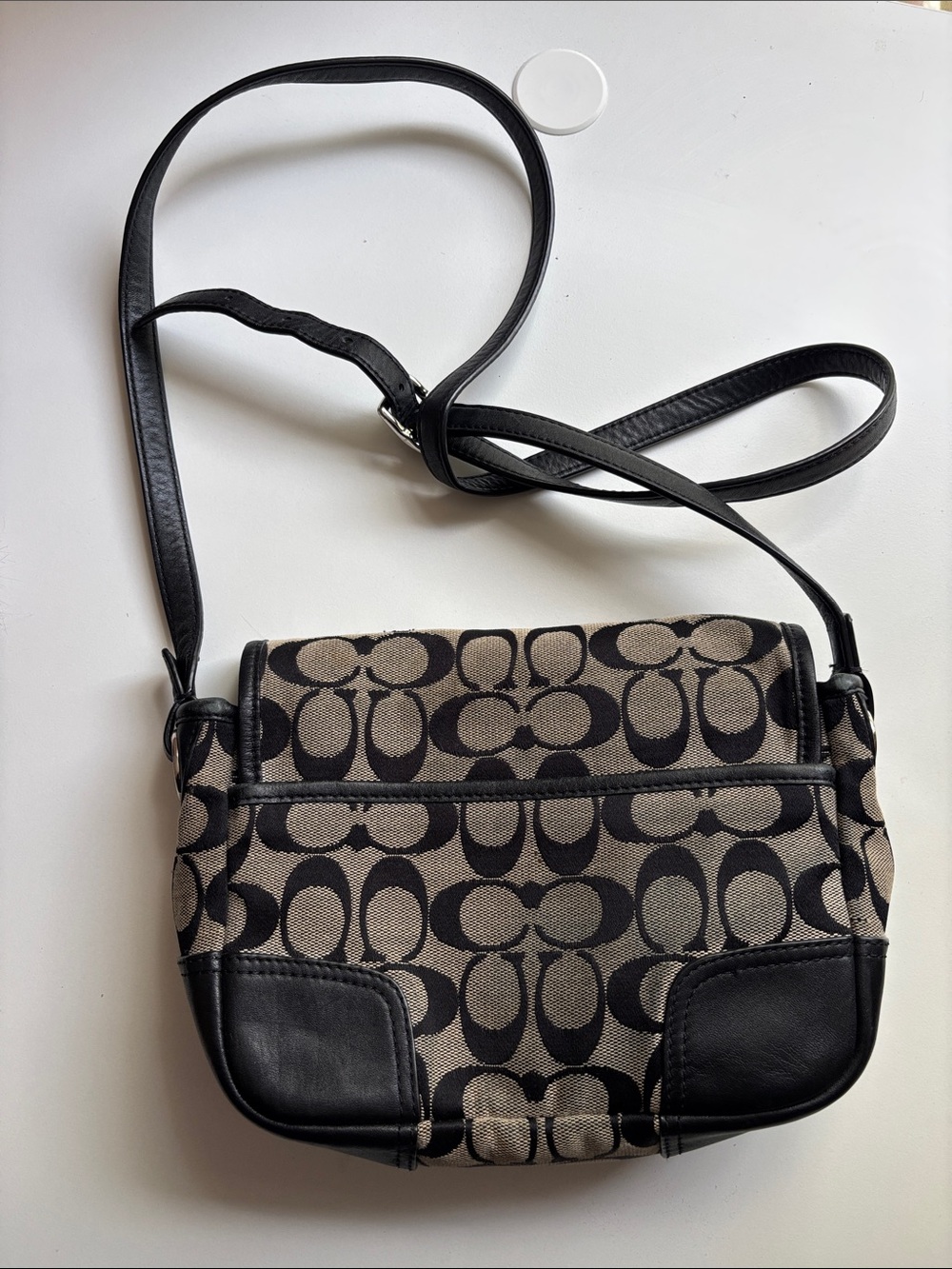 COACH Khaki and Black Signature Canvas Crossbody Bag - Picture 2 of 8